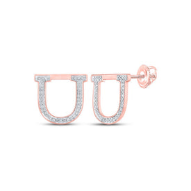 Rose Gold Diamond Initial Earrings: Personalized Luxury in 10kt Rose Gold - Alternate view 1 from Splendid Jewellery