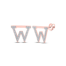 Load image into Gallery viewer, Personalized Sparkling Rose Gold Initial Earrings - Alternate view 1 from Splendid Jewellery