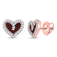 Load image into Gallery viewer, Romantic Rose Gold Heart Diamond Earrings - Alternate view 1 from Splendid Jewellery