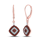 10kt Rose Gold Womens Round Red Color Enhanced Diamond Square Dangle Earrings 1/2 Cttw | Radiant Crimson Sparkle - Alternate view 1 from Splendid Jewellery