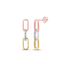 Load image into Gallery viewer, 10kt Tri-Tone Gold Diamond Delight Dangle Earrings - Alternate view 1 from Splendid Jewellery