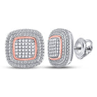 Sparkling 10kt Two-tone Gold Diamond Square Cluster Earrings - Alternate view 1 from Splendid Jewellery