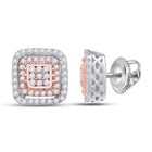 10kt Two-tone Gold Diamond Square Cluster Earrings - Alternate view 1 from Splendid Jewellery