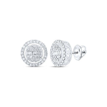 Load image into Gallery viewer, Dazzling Diamond Delight 10kt White Gold Womens Baguette Circle Earrings - Alternate view 1 from Splendid Jewellery