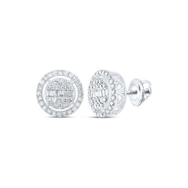 Dazzling Diamond Delight 10kt White Gold Womens Baguette Circle Earrings - Alternate view 1 from Splendid Jewellery