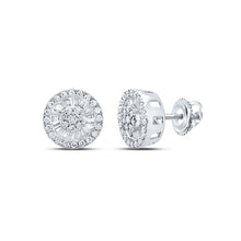 Load image into Gallery viewer, Radiant Elegance: 10kt White Gold Baguette Diamond Cluster Earrings - Alternate view 1 from Splendid Jewellery