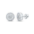 Radiant Elegance: 10kt White Gold Baguette Diamond Cluster Earrings - Alternate view 1 from Splendid Jewellery