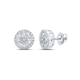 Radiant Elegance: 10kt White Gold Baguette Diamond Cluster Earrings - Alternate view 1 from Splendid Jewellery