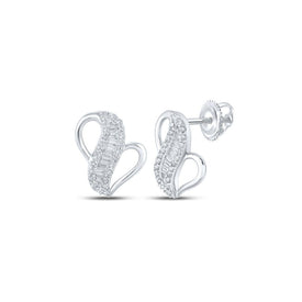 Dazzling Diamond Delight: 10kt White Gold Baguette and Round Diamond Earrings - Alternate view 1 from Splendid Jewellery