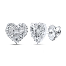 Load image into Gallery viewer, 10kt White Gold Heart-shaped Diamond Earrings: A Dazzling Declaration of Love - Alternate view 1 from Splendid Jewellery