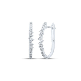 Baguette Brilliance: 10kt White Gold Womens Diamond Hoop Earrings - Alternate view 1 from Splendid Jewellery