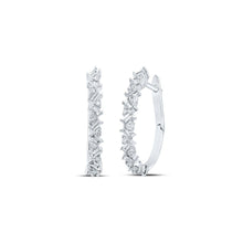 Load image into Gallery viewer, Radiant Brilliance: 10kt White Gold Baguette Diamond Hoop Earrings - Alternate view 1 from Splendid Jewellery