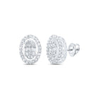 Dazzling Diamond Delight: 10kt White Gold Baguette Diamond Oval Earrings - Alternate view 1 from Splendid Jewellery
