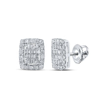 Load image into Gallery viewer, Dazzling Diamond Cluster Earrings in 10kt White Gold - A Mesmerizing Statement Piece - Alternate view 1 from Splendid Jewellery
