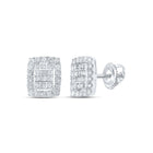 Exquisite Brilliance: 10kt White Gold Baguette Diamond Rectangle Cluster Earrings - Alternate view 1 from Splendid Jewellery