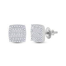 Load image into Gallery viewer, Dazzling Diamond Square Earrings in 10kt White Gold - Alternate view 1 from Splendid Jewellery