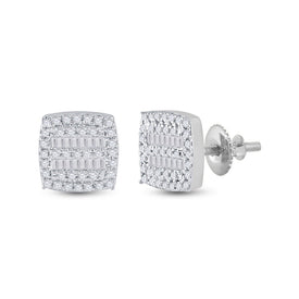 Dazzling Diamond Square Earrings in 10kt White Gold - Alternate view 1 from Splendid Jewellery