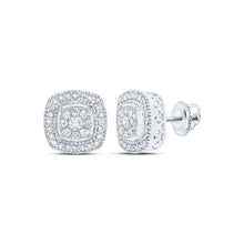 Load image into Gallery viewer, 10kt White Gold Sparkling Diamond Square Earrings - A Dazzling Masterpiece by Splendid Jewellery Top view from the 10Kt White Gold Womens Diamond Rounded Square Earrings 1 2 Cttwpin213549 collection by Splendid Jewellery