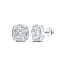 10kt White Gold Sparkling Diamond Square Earrings - A Dazzling Masterpiece by Splendid Jewellery Top view from the 10Kt White Gold Womens Diamond Rounded Square Earrings 1 2 Cttwpin213549 collection by Splendid Jewellery