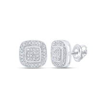 Load image into Gallery viewer, Dazzling Diamond Square Earrings Top view from the 10Kt White Gold Womens Diamond Rounded Square Earrings 1 4 Cttwpin213522 collection by Splendid Jewellery