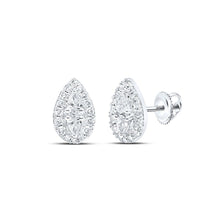 Load image into Gallery viewer, Exquisite Brilliance: 10kt White Gold Pear Diamond Teardrop Earrings Top view from the 10Kt White Gold Womens Pear Diamond Teardrop Earrings 3 8 Cttwpin219122 collection by Splendid Jewellery