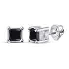 Captivating Black Princess-Cut Diamond Solitaire Earrings in 10kt White Gold Top view from the 10Kt White Gold Womens Princess Black Color Enhanced Diamond Solitaire Earrings 3 4 Cttwpin19724 collection by Splendid Jewellery