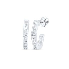 Exquisite 10kt White Gold Princess Diamond Half Hoop Earrings Top view from the 10Kt White Gold Womens Princess Diamond Half Hoop Earrings 1 2 Cttwpin230805 collection by Splendid Jewellery