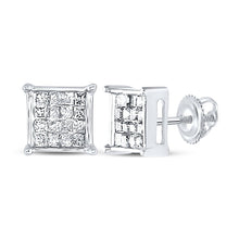 Load image into Gallery viewer, Sparkling Princess Cut Diamond Square Earrings in 10kt White Gold Top view from the 10Kt White Gold Womens Princess Diamond Square Earrings 1 4 Cttwpin13391 collection by Splendid Jewellery
