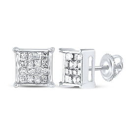 Sparkling Princess Cut Diamond Square Earrings in 10kt White Gold Top view from the 10Kt White Gold Womens Princess Diamond Square Earrings 1 4 Cttwpin13391 collection by Splendid Jewellery