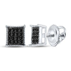 10kt White Gold Square Black Diamond Earrings Top view from the 10Kt White Gold Womens Round Black Color Enhanced Diamond Square Earrings 1 10 Cttwpin224108 collection by Splendid Jewellery