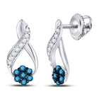 Splendid Jewellery's Mesmerizing Blue Diamond Cluster Earrings Top view from the 10Kt White Gold Womens Round Blue Color Enhanced Diamond Cluster Earrings 1 5 Cttwpin220194 collection by Splendid Jewellery