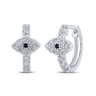 Exquisite Blue Sapphire Diamond Hoop Earrings in 10kt White Gold Top view from the 10Kt White Gold Womens Round Blue Sapphire Diamond Hoop Earrings 1 4 Cttwpin289818 collection by Splendid Jewellery