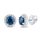 Splendid Jewellery 10kt White Gold Womens Round Blue Sapphire Halo Earrings Top view from the 10Kt White Gold Womens Round Blue Sapphire Halo Earrings 7 8 Cttwpin289536 collection by Splendid Jewellery