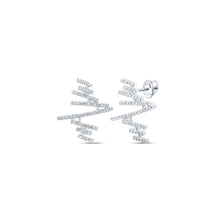 Load image into Gallery viewer, Abstract Brilliance: 10kt White Gold Womens Round Diamond Bar Earrings Top view from the 10Kt White Gold Womens Round Diamond Abstract Bar Earrings 1 3 Cttwpin230800 collection by Splendid Jewellery