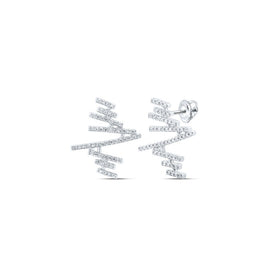 Abstract Brilliance: 10kt White Gold Womens Round Diamond Bar Earrings Top view from the 10Kt White Gold Womens Round Diamond Abstract Bar Earrings 1 3 Cttwpin230800 collection by Splendid Jewellery