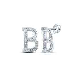 10kt White Gold Womens Round Diamond B Initial Letter Earrings 1/6 Cttw | Personalized Brilliance Top view from the 10Kt White Gold Womens Round Diamond B Initial Letter Earrings 1 6 Cttwpin217630 collection by Splendid Jewellery