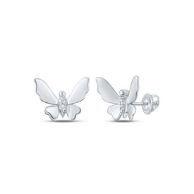 10kt White Gold Diamond Butterfly Earrings - Whimsical Elegance at its Finest Top view from the 10Kt White Gold Womens Round Diamond Butterfly Earrings 03 Cttwpin214057 collection by Splendid Jewellery