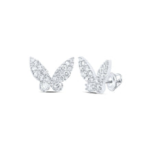 Load image into Gallery viewer, Enchanting Flutter: 10kt White Gold Womens Round Diamond Butterfly Earrings 1/2 Cttw Top view from the 10Kt White Gold Womens Round Diamond Butterfly Earrings 1 2 Cttwpin232188 collection by Splendid Jewellery