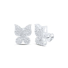 Whimsical Wings Diamond Earrings Top view from the 10Kt White Gold Womens Round Diamond Butterfly Earrings 1 4 Cttwpin237210 collection by Splendid Jewellery