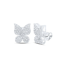 Whimsical Wings Diamond Earrings Top view from the 10Kt White Gold Womens Round Diamond Butterfly Earrings 1 4 Cttwpin237210 collection by Splendid Jewellery