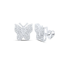 Load image into Gallery viewer, Splendid Jewellery 10kt White Gold Diamond Butterfly Earrings: A Whimsical Touch of Elegance Top view from the 10Kt White Gold Womens Round Diamond Butterfly Earrings 1 4 Cttwpin237283 collection by Splendid Jewellery