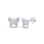 Whimsical Wings Diamond Earrings Top view from the 10Kt White Gold Womens Round Diamond Butterfly Bug Earrings 1 8 Cttwpin286955 collection by Splendid Jewellery