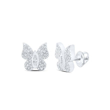 Load image into Gallery viewer, Whimsical Wings Diamond Earrings Top view from the 10Kt White Gold Womens Round Diamond Butterfly Earrings 3 8 Cttwpin237284 collection by Splendid Jewellery