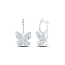 Load image into Gallery viewer, Whimsical Diamond Butterfly Earrings - 10kt White Gold, 5/8 Cttw Top view from the 10Kt White Gold Womens Round Diamond Butterfly Earrings 5 8 Cttwpin232417 collection by Splendid Jewellery