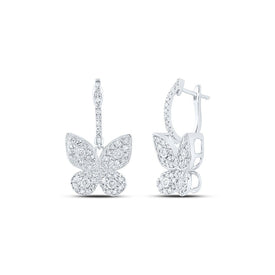 Whimsical Diamond Butterfly Earrings - 10kt White Gold, 5/8 Cttw Top view from the 10Kt White Gold Womens Round Diamond Butterfly Earrings 5 8 Cttwpin232417 collection by Splendid Jewellery