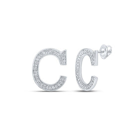 10kt White Gold Womens Round Diamond C Initial Letter Earrings 1/8 Cttw - Sparkling Sophistication Top view from the 10Kt White Gold Womens Round Diamond C Initial Letter Earrings 1 8 Cttwpin217635 collection by Splendid Jewellery