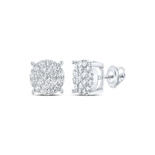 Load image into Gallery viewer, Dazzling Diamond Brilliance Earrings Top view from the 10Kt White Gold Womens Round Diamond Circle Cluster Earrings 1 Cttwpin280257 collection by Splendid Jewellery