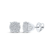 Load image into Gallery viewer, Dazzling White Gold Diamond Cluster Earrings Top view from the 10Kt White Gold Womens Round Diamond Circle Cluster Stud Earrings 1 4 Cttwpin90288 collection by Splendid Jewellery