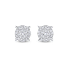 Load image into Gallery viewer, Dazzling Diamond Delight Earrings Top view from the 10Kt White Gold Womens Round Diamond Circle Cluster Earrings 1 4 Cttwpin90092 collection by Splendid Jewellery