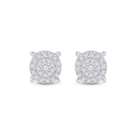 Dazzling Diamond Delight Earrings Top view from the 10Kt White Gold Womens Round Diamond Circle Cluster Earrings 1 4 Cttwpin90092 collection by Splendid Jewellery